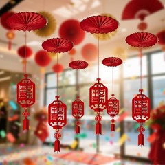 6 Pieces Chinese New Year Ceiling Decoration 2026 for Home Party Living Room
