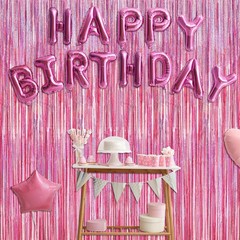 2 Pack Glitter Pink Backdrop, 3.28 FT x 7.05 FT Birthday Party Decorations, Lase