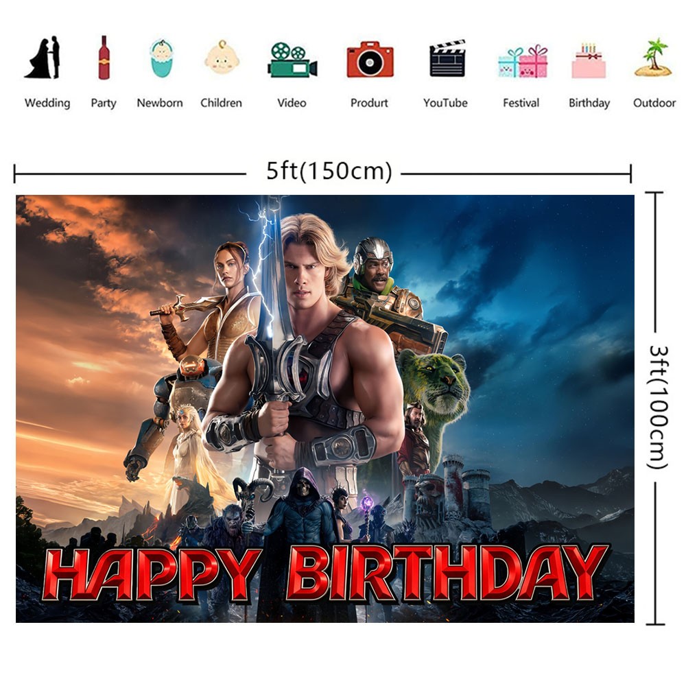 He-Man Party Decorations Backdrop Banner Poster Vinyl Birthday Gift