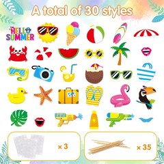 Summer Pool Beach Photo Booth Props 30 Pack Pool, Hawaiian, Beach, Medium