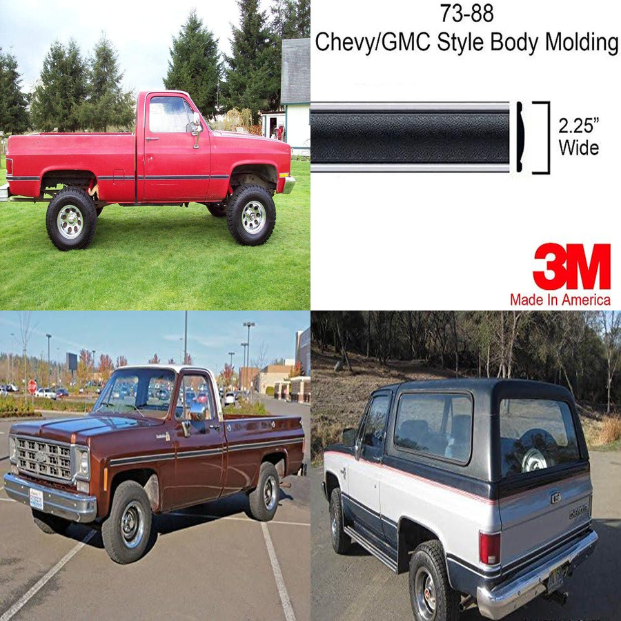 320″ Chrome Black Side Body Trim Molding Replace for 1973-1987 Chevy GMC Truck