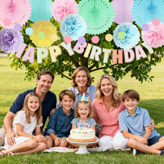 Pastel Birthday Decorations for Women or Girls – Pastel Happy Birthday Banner, H
