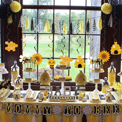 20PCS Bumble Bee Hanging Swirl Decorations, Bee Party Hanging Swirls Foil Ceilin
