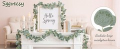 6 Pack Artificial Eucalyptus Garland Greenery Leaves Handmade 3D Silk Vines