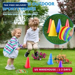 OBTANIM 26 Pcs Plastic Colorful Cones Ring Toss Combo Set Outdoor Carnival Games