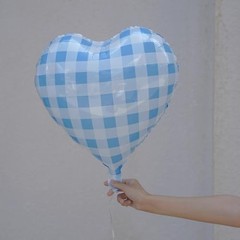 Blue White Checkered Heart Balloons,12Pcs 18Inch Light Heart Shaped Blue Grid