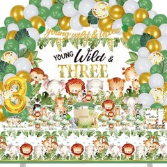 Young Wild and Three Birthday Decorations for Boys Girls, 157 Pcs Jungle Safa…