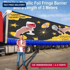 4 Pack 10 Ft Blue Foil Fringe Garland Metallic Streamers Tinsel Banner Wall Hang