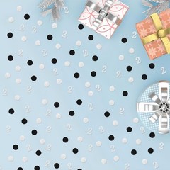 200 PCS Number 2 Confetti 2nd Birthday Table Black Silver Dots Party Decor