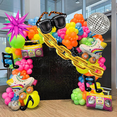 90S 80S Disco Theme Party Decorations, 171Pcs Balloon Arch Kit with Retro Disco