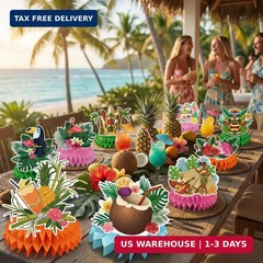 Luau Party Decorations – 9 PCS Hawaiian Honeycomb Table Centerpiece for Tiki and