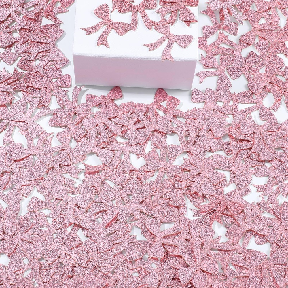 300 PCS Pink Bow Bachelor Party Confetti Shes Tying The Knot Glitter Decor