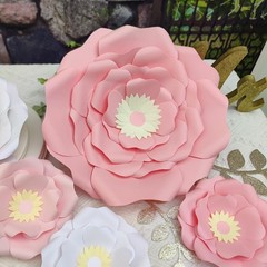 Blush Pink White 3D Flower with Leaf for Nursery Wall Decorations Girl Baby S…