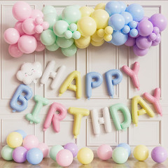 Pastel Birthday Decorations, Pastel Balloons with Happy Birthday Balloon Banner,