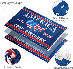 4th of July Decorations – 3×5 Ft Double Sided 3 Layers 250th Anniversary Flag…