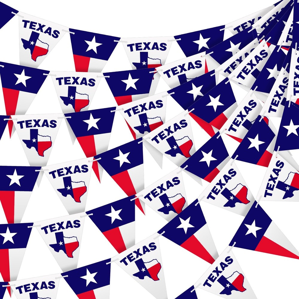 100ft Texas Flag Banner, 120 Pcs USA Texas Mini Lone Star String Flag Red Whi…