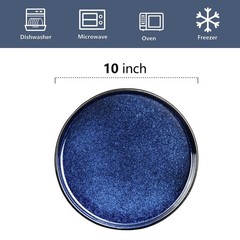 vicrays Ceramic Dinner Plates Set – Porcelain 10 Inch 10 inch, Starry Blue