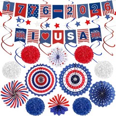 4th of July Decorations Set – 250th Anniversary Patriotic Red, Blue, White