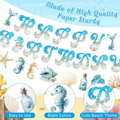 Ocean Beach Party Decorations Summer Beach Banner with 13pcs Nautical Seashel…