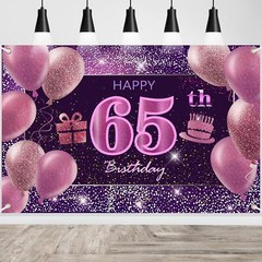 65th Birthday Decorations for Girls Happy Birthday Banner Pink Decorations fo…