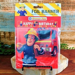 Amscan Fire Fighter Dept Truck Fireman SAM Happy Birthday Party Foil Banner 5 Yd