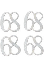 Silver Glitter 68 Cut-Out Numbers 68th Birthday Party Anniversary Decorations…