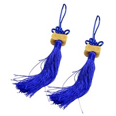 2Pcs Small Chinese Knot Decorative Tassels Blue Nylon Reusable