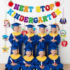 Preschool Graduation Decorations Kindergarten Banner & Hanging Swirls Set