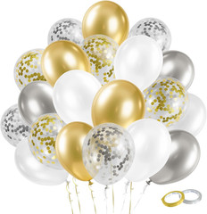 Gender Reveal 60 Pcs Balloons for Birthday Party，12 Inch Gold and Silver Late…