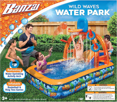 Wild Waves Inflatable Backyard Water Park, 88″ x 52″ x 53