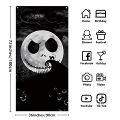 Halloween Door Cover, Halloween Front Porch Sign Banner, Christmas Xmas Holid…