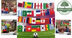 Vivid Flag Bunting for World Cup Parties, 33 Feet of Soccer Celebration Decor