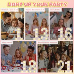 LED Number Blocks 18, Birthday Party Decorations, Light Up Wall Sign, White