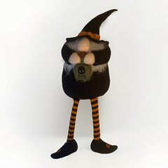 FANCY WITCH DOLL BLACK ORANGE 18”