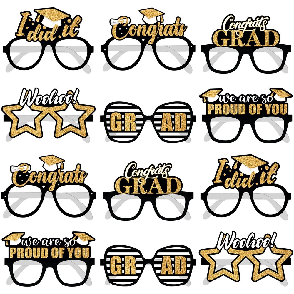 Gold Grad Eyeglasses 2026 – Pack of 12 | Gold Grad Glasses 2026 for Graduation
