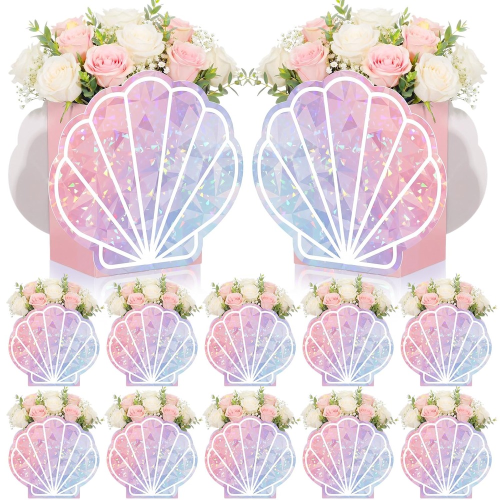 8 Set Mermaid Seashell Flower Boxes Centerpieces Vase Iridescent Shell Shape …