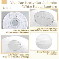 4 Pcs White Jumbo Paper Lanterns Extra Large Hanging Paper Lanterns Decoration