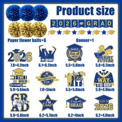 Blue and Gold Graduation Decorations 2026, 2026 Grad Banner Blue&gold