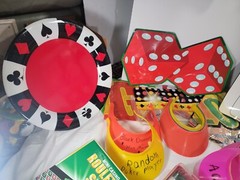 Casino Game Night Decorations Chip Trays Visors Tablecloths, Banners Backdrop