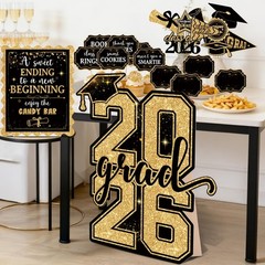 2026 Graduation Candy Buffet Decor – Black Gold Signs & Food Labels Set for Part