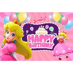 Super Mario Princess Peach Birthday Backdrop Castle Background Photo Banner