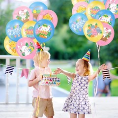 54 Pcs Happy Easter Balloons Decoration 12 Inch Easter Bunny Pastel Latex Bal…