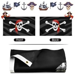 Pirate Flag for Outside 3×5 Ft, Large Jolly Roger Flag for 1 Pc Red-Scarf