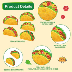30 Pcs Taco Birthday Party Decorations Mexican Fiesta Hanging Swirl Garland