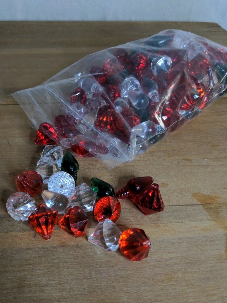 Clear Red Green Crystals Gems Vase Filler Scatter Decoration Christmas Lights