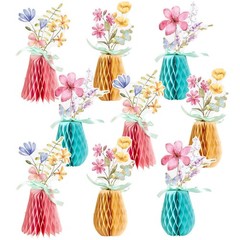 9 PCS Spring Wildflower Party Decorations Honeycomb Centerpiece 6.5 In