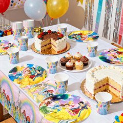 DISNEY Princess Party Decorations 126Pcs Tableware Plates Tablecloth Banner Cups