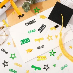 Green Black Gold Graduation Confetti Table Centerpiece Class Of 2026 Decor