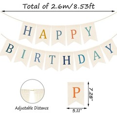 Happy Birthday Burlap Banner Boho Birthday Bunting Garland Blue Bohemian Sign…