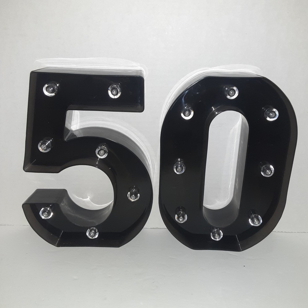 Light Up Black «50» LED Number Lights for 50th Birthday/Anniversary Party